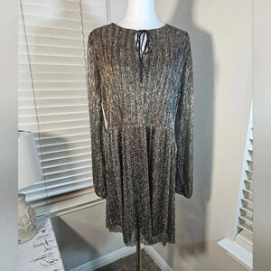 Xhilaration Womens L Gilded Gold Silver Metallic NYE Party Glam Cocktail Dress